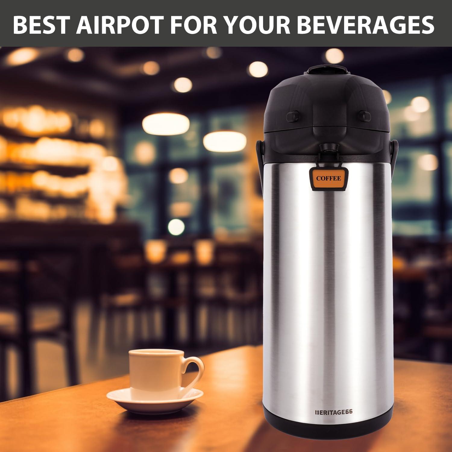 Heritage66 Advanced Thermal Coffee Carafe -Triple Wall Vacuum Insulated Flask- Thermos Keeping Beverages Hot for 12 Hours /24 Hours Cold Tea, Water, and Coffee Dispenser (3 Liter / 101 Oz)