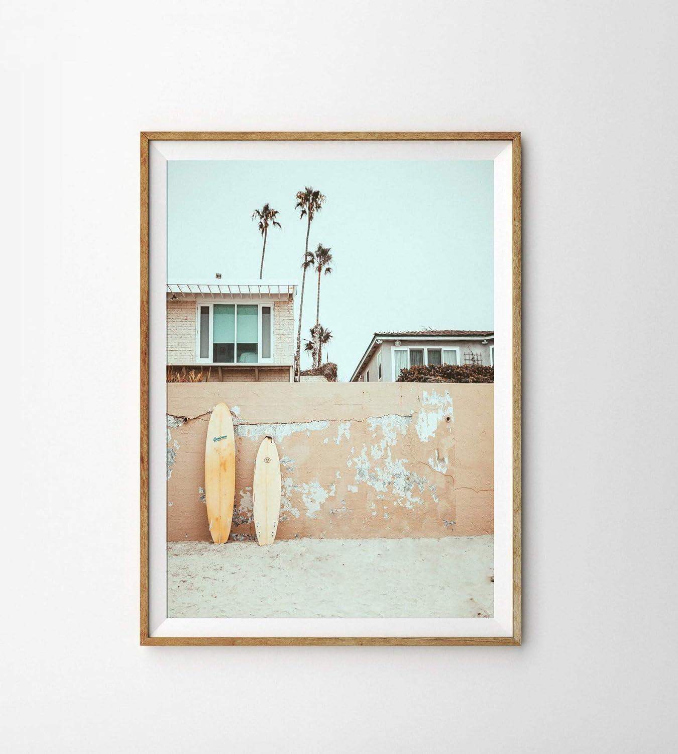 Set of 6 California Coastal Surf Unframed Wall Art Prints