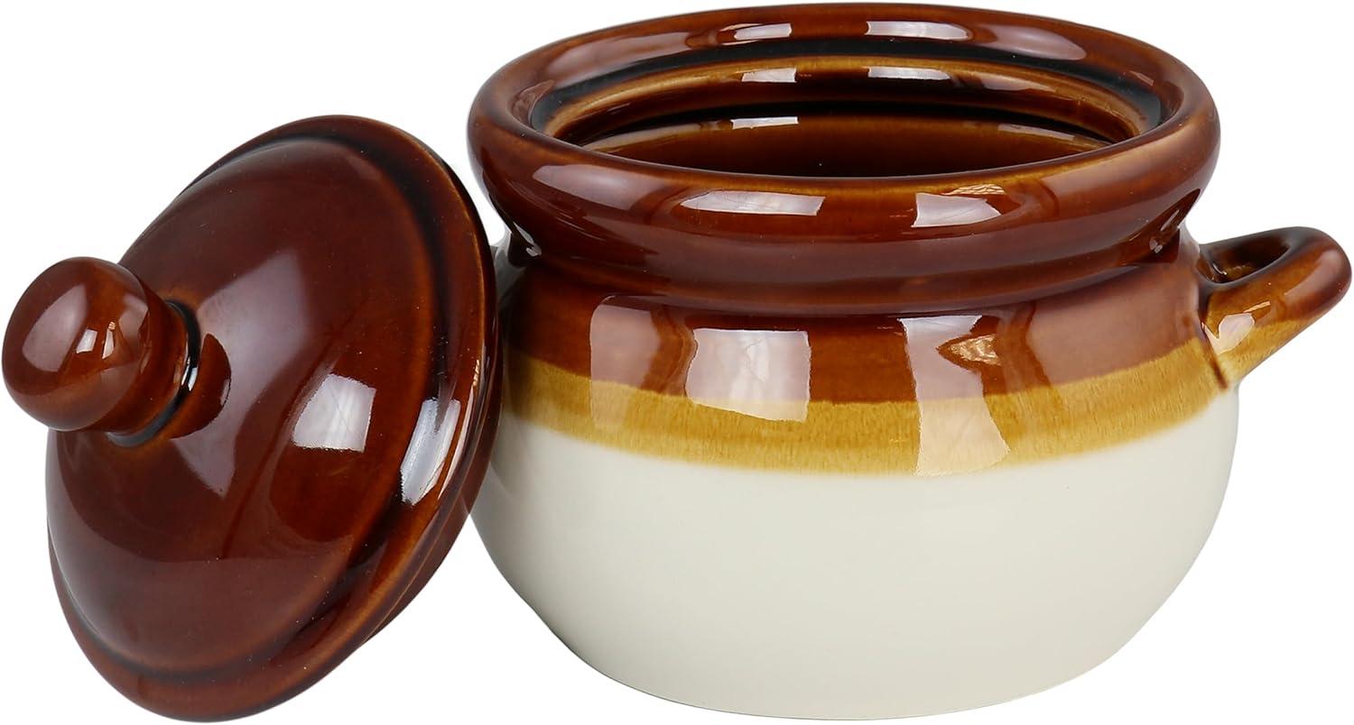 Elama 4 Piece Double Handle 15 Ounce French Onion Soup Bowl with Lid