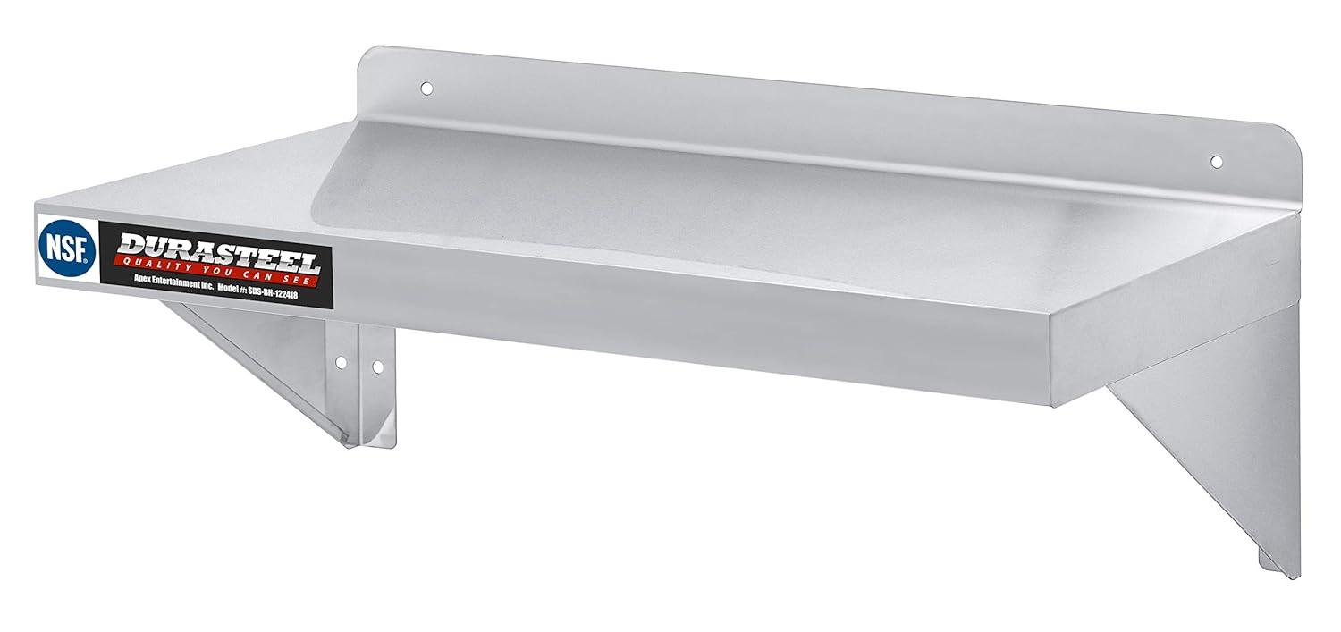 DuraSteel Stainless Steel Wall Shelf - 72" Wide x 14" Deep Commercial Grade - NSF Certified