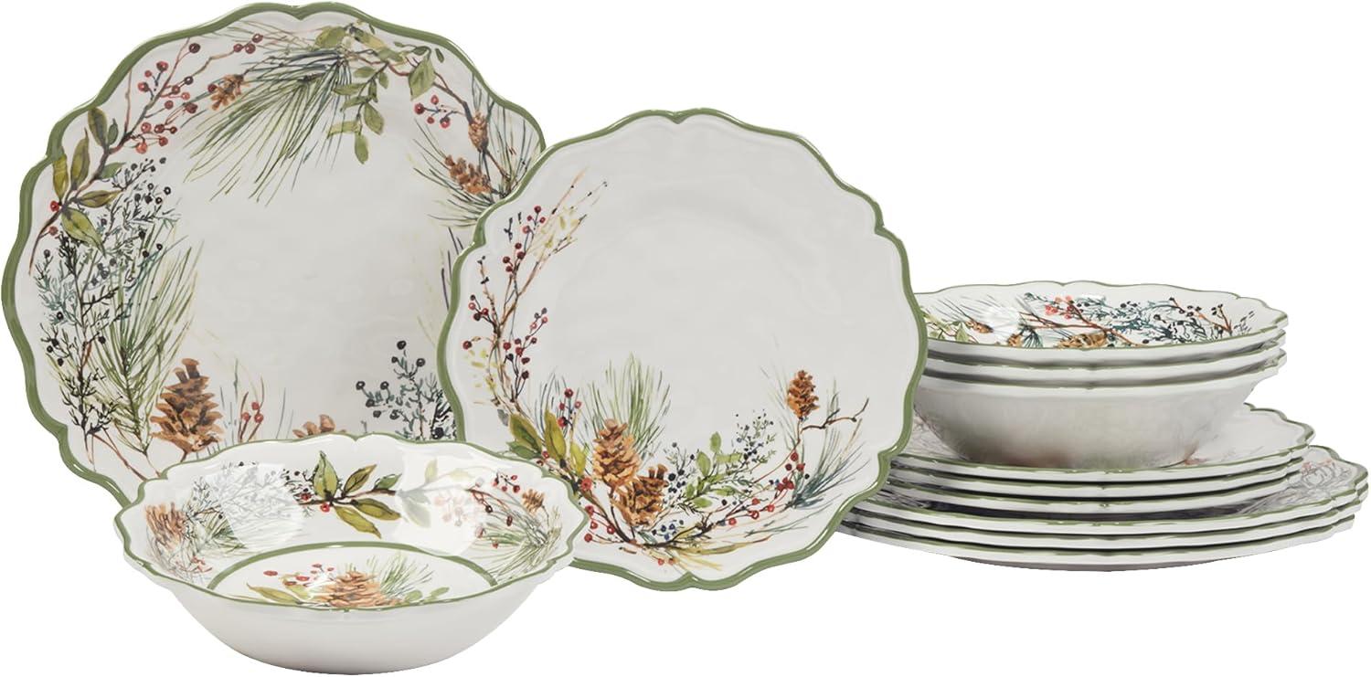 Perlette Red 12-Piece Melamine Holiday Dinnerware Set