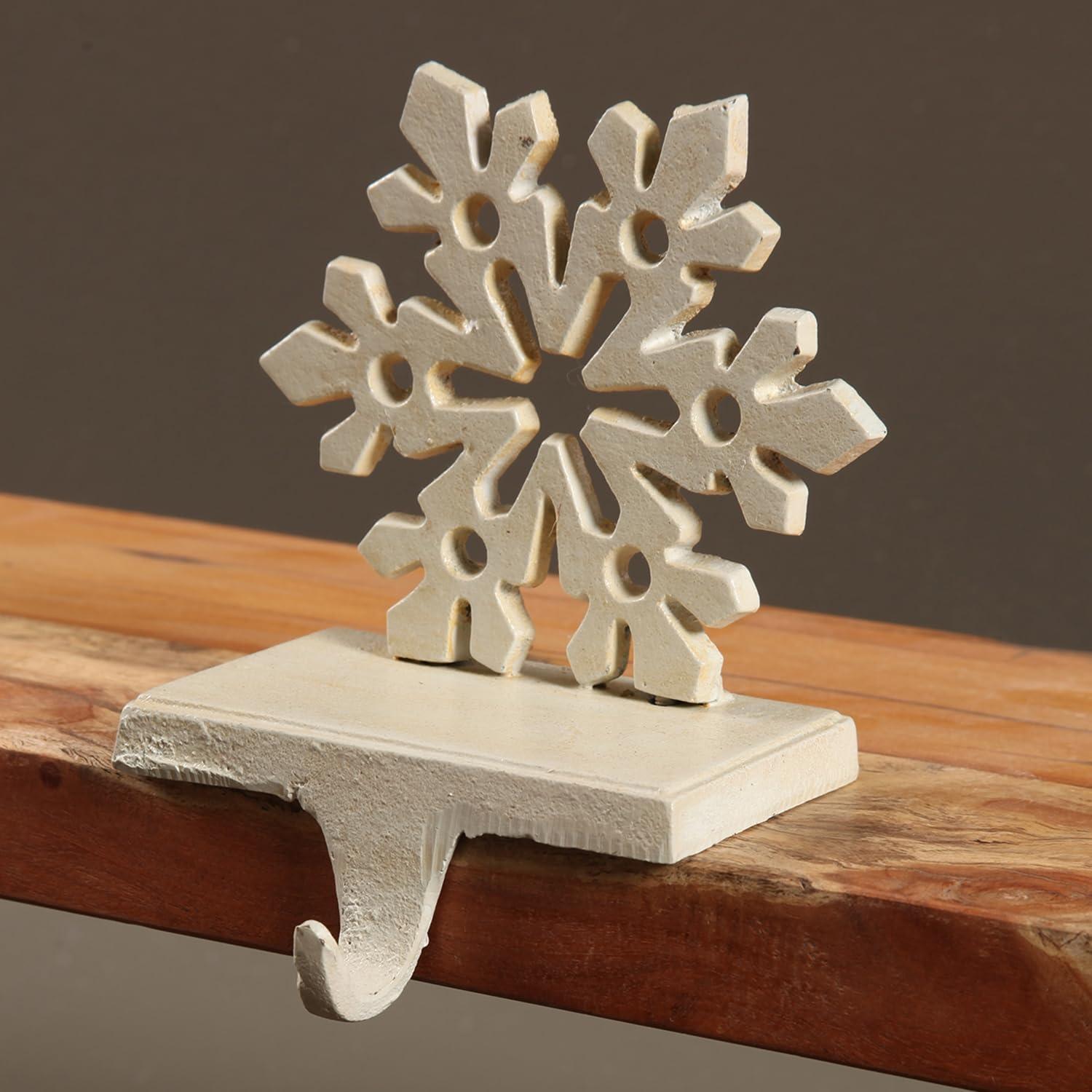 Ivory Cast Iron Snowflake Stocking Holder