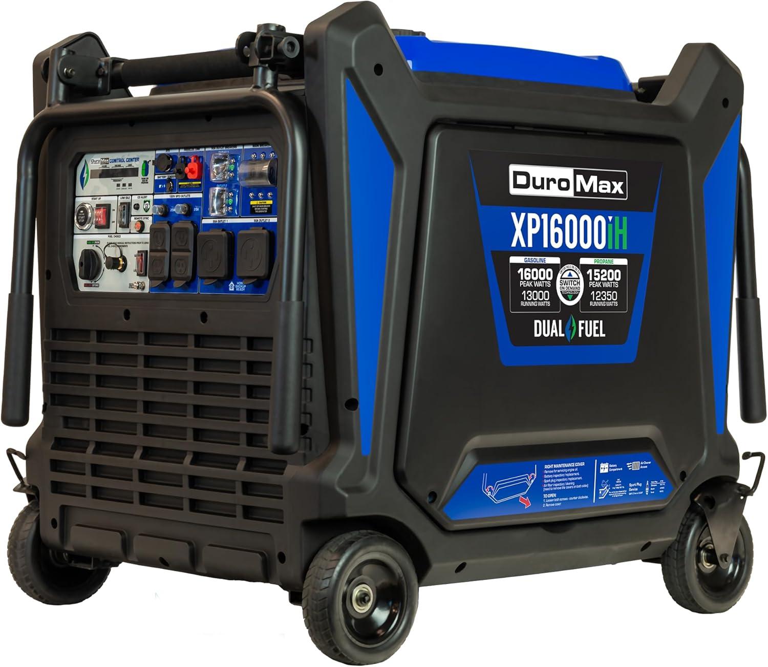 DuroMax XP16000iH 16,000 Watt Dual Fuel Portable Inverter Generator with CO Alert