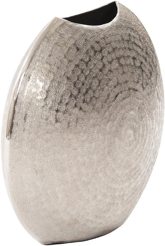 Howard Elliott Frosted Decorative Metal Vase for Centerpiece, Mettalic Silver Accent Table Vase with Hammered Texture for Home, Console Table, Entryway & Living Room, 10.25 x 5 x 10.75 Inch, Small