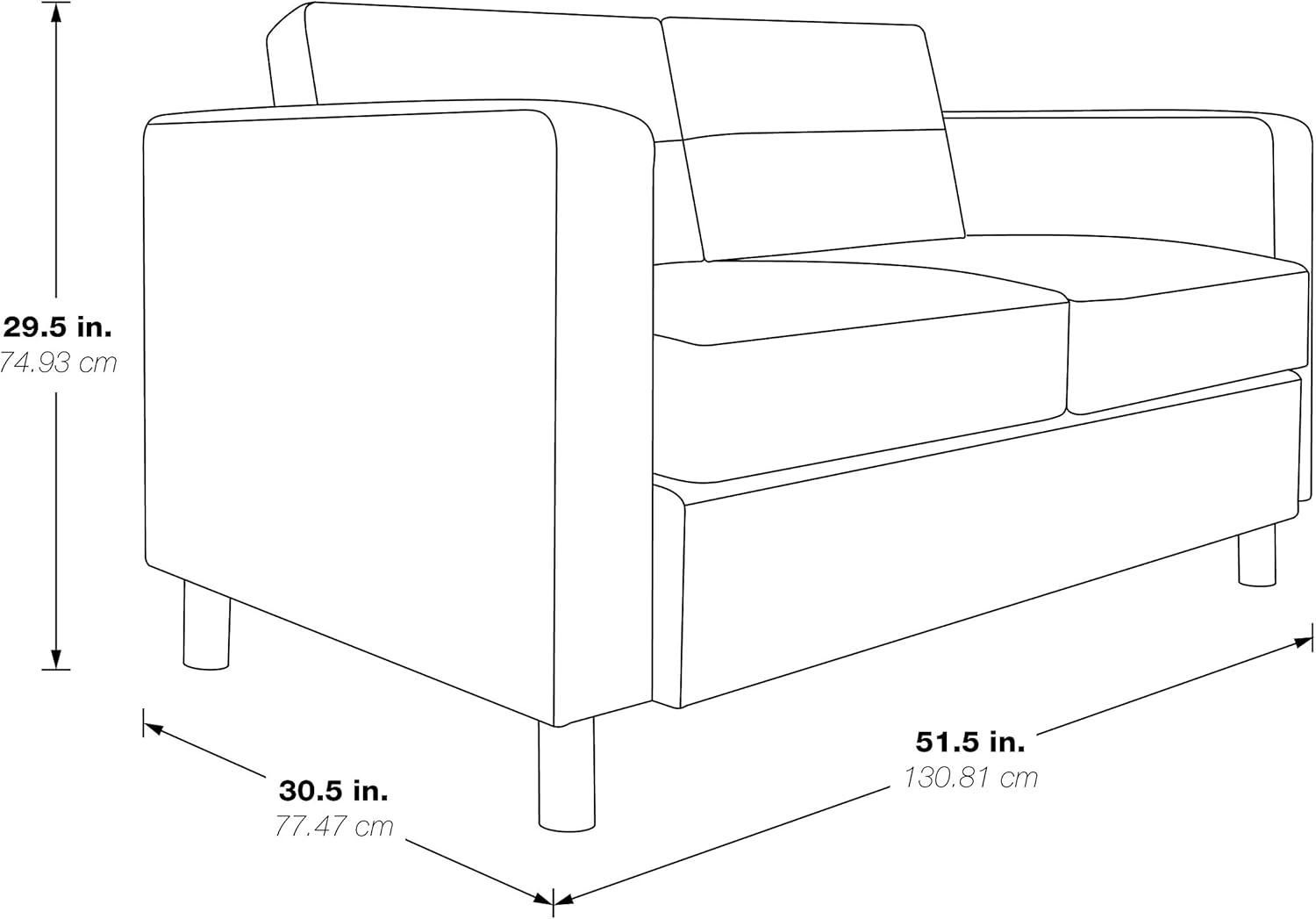 Pacific Snow White Faux Leather Loveseat with Silver Legs