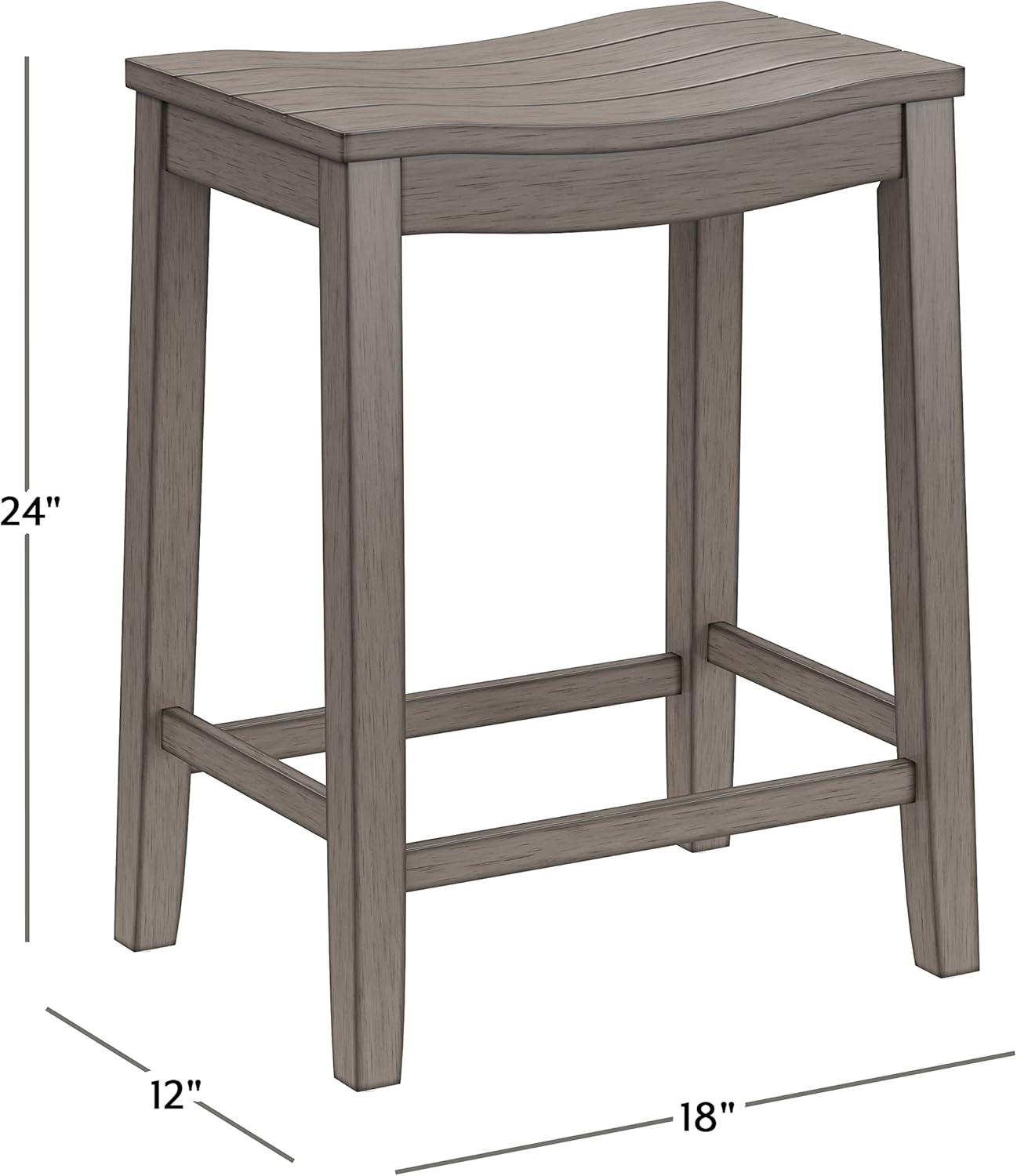 Aged Gray Wood Saddle-Style Backless Counter Stool