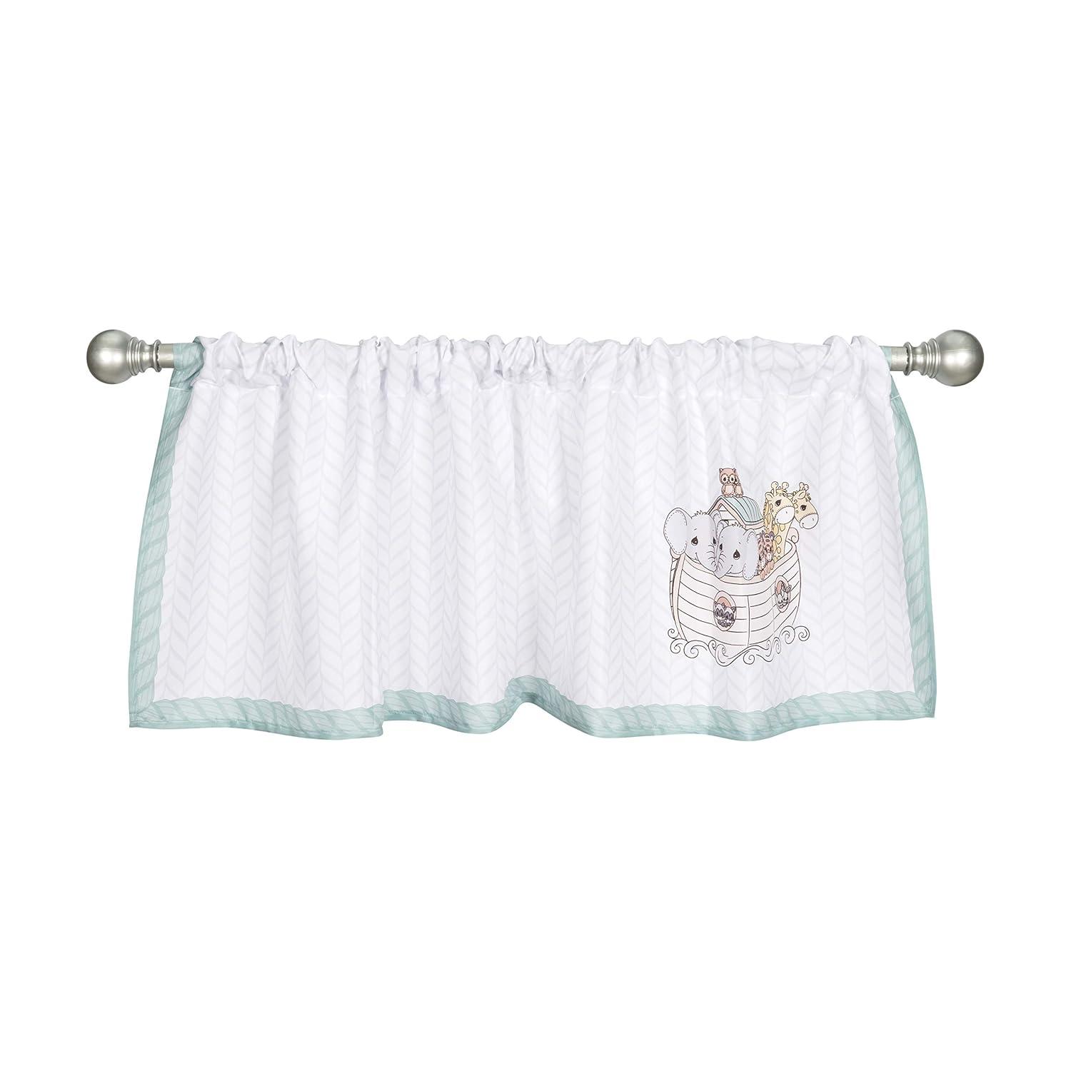 Everyday Kids Precious Moments Noah’s Ark Valance – 60x15” Window Décor with Giraffes, Tigers, Elephants and Blue Border for Baby and Toddler Boys