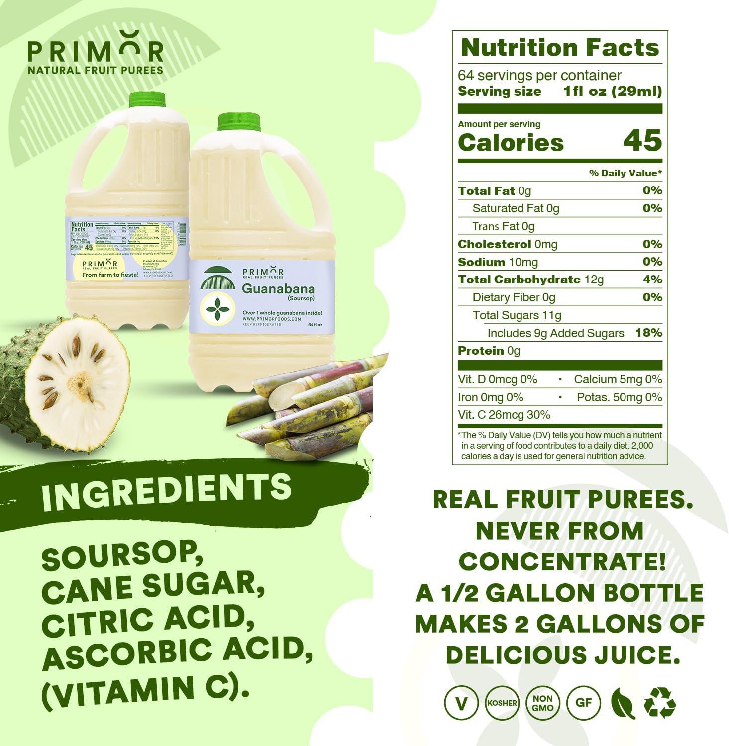 Primor Fruit Purees | Made with Real Fruit | Countless Applications: Juices, Smoothies, Cocktails, Desserts, and More - Lime