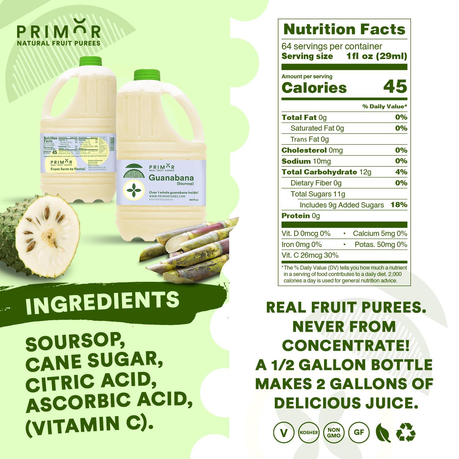 Primor Fruit Purees | Made with Real Fruit | Countless Applications: Juices, Smoothies, Cocktails, Desserts, and More - Lime