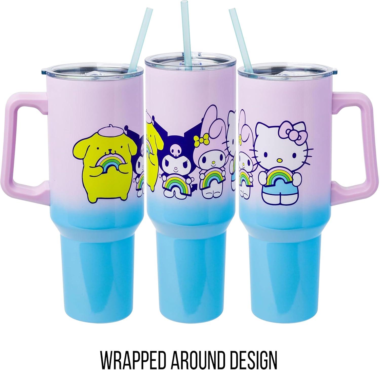 Silver Buffalo Sanrio Hello Kitty and Friends Rainbow Stainless Steel Tumbler | 40 Ounces