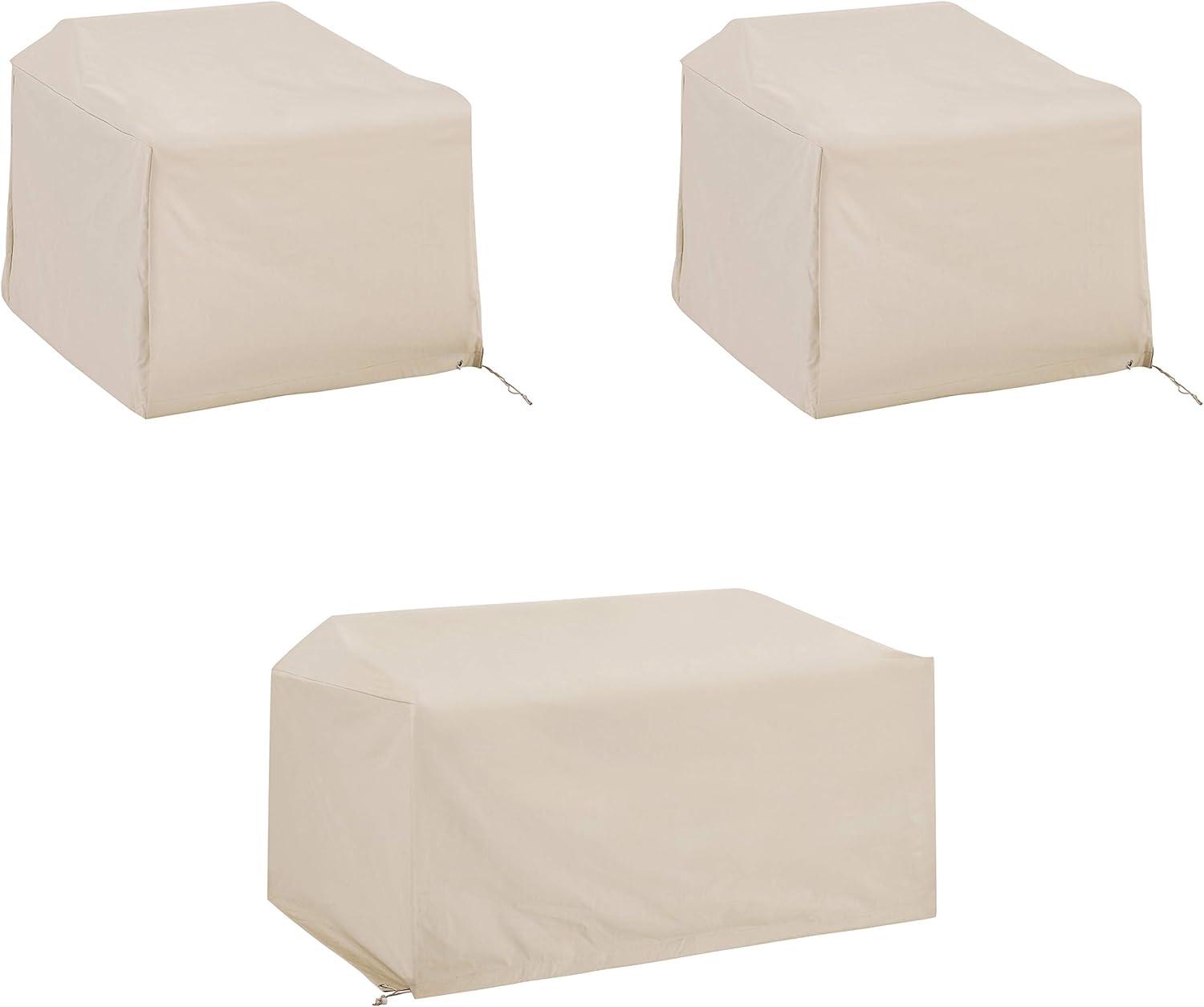 Crosley 3pc Furniture Cover Set, Loveseat and Two Chairs, Tan: Heavy Gauge Vinyl, Waterproof Patio Protection