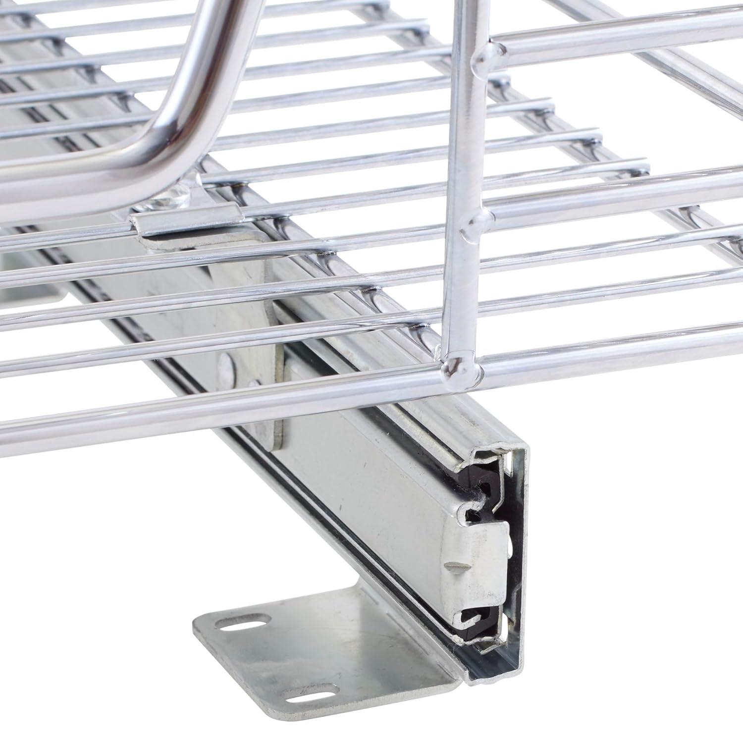 Glidez Multipurpose Chrome-Plated Steel Pull-Out/Slide-Out Storage Organizer for Under Cabinet Use - 1-Tier Design - Chrome