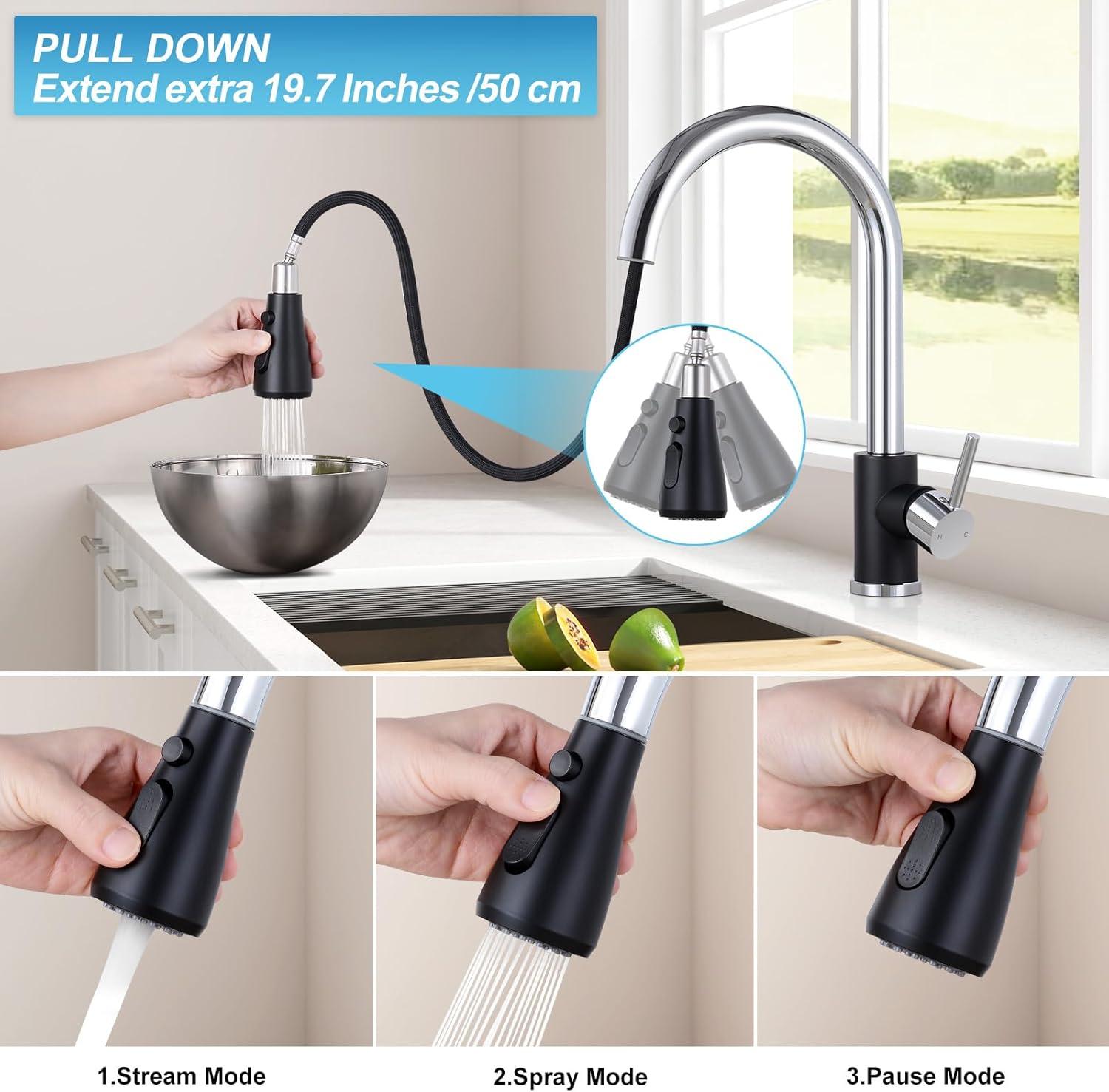 Pull Down Single Handle Kitchen Faucet