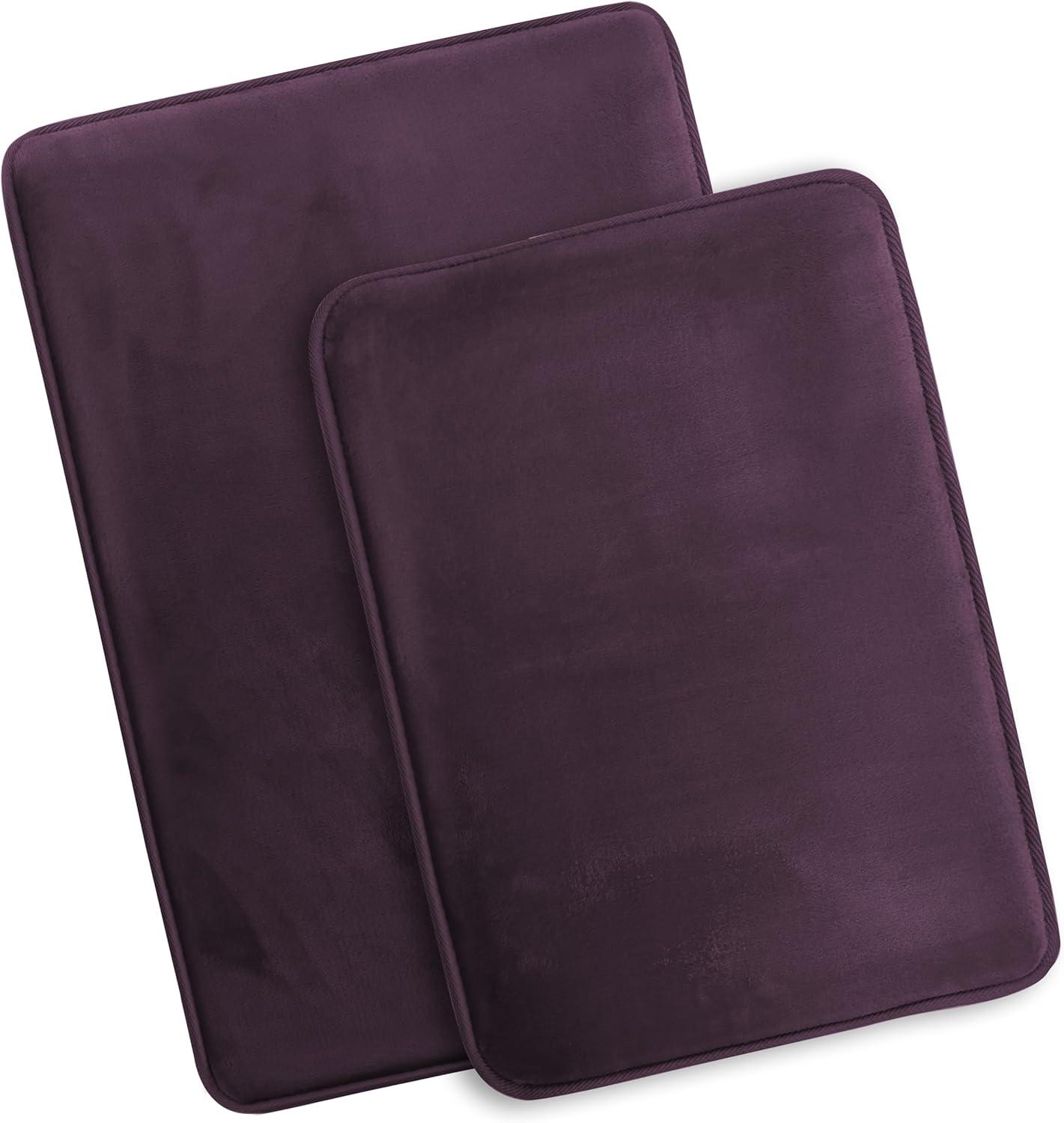 Clara Clark 3 Piece Bathroom Rugs Bath Mat Set, Velvet Memory Foam Bath Mats for Bathroom - Non-Slip, PVC Backing Bath Rugs, Washable Bathroom Rug Mats - Dries Quickly, Lavender Bathroom Rug Set Solid
