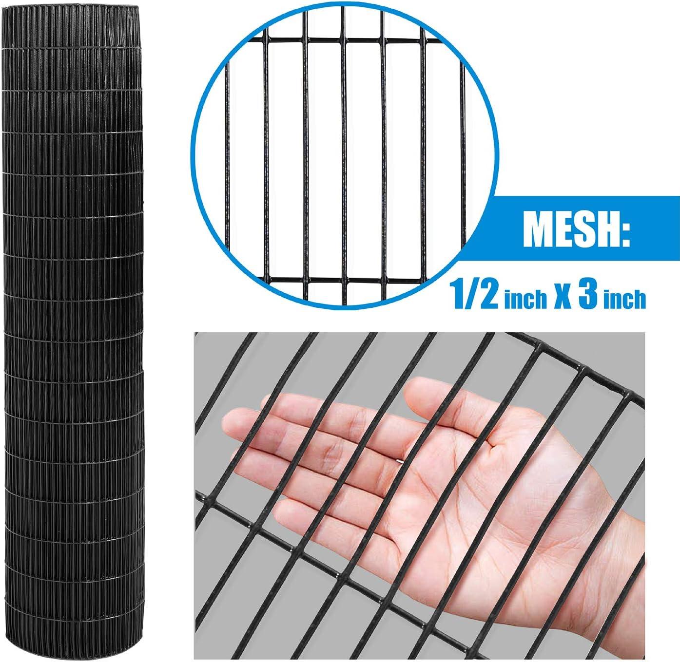 Fencer Wire 16 Gauge Black Vinyl Coated Welded Wire Mesh Size 0.5 inch by 3 inch (4 ft. x 50 ft.)