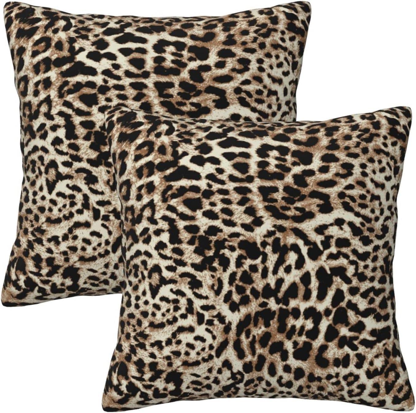 LALILO Throw Pillow Covers Trendy Leopard Wild Animal Cheetah Skin Cushion Cover 18" x 18", 2 Pack