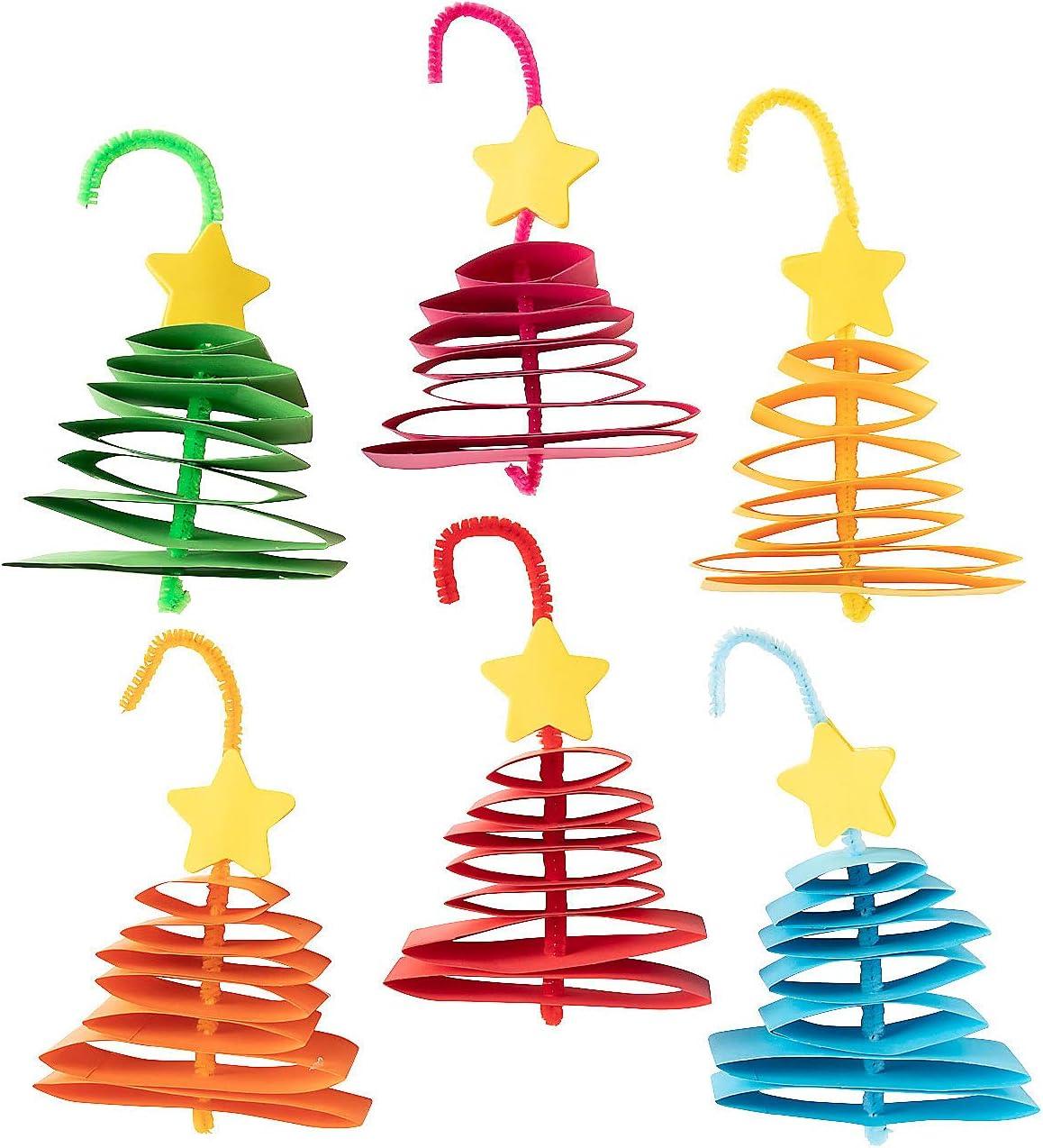 Bright Multicolor Paper Christmas Tree Ornament Craft Kit, 12 Pieces