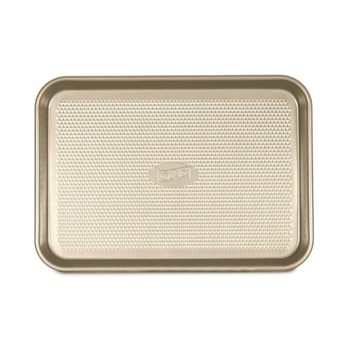 Glad Premium Nonstick Cookie Sheet Heavy Duty Baking Pan with Raised Diamond Texture, Small, Gold
