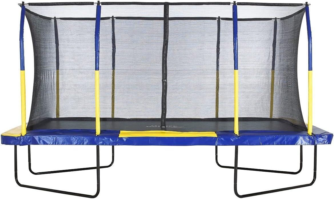 Rectangular Black Steel Trampoline with Enclosure Net