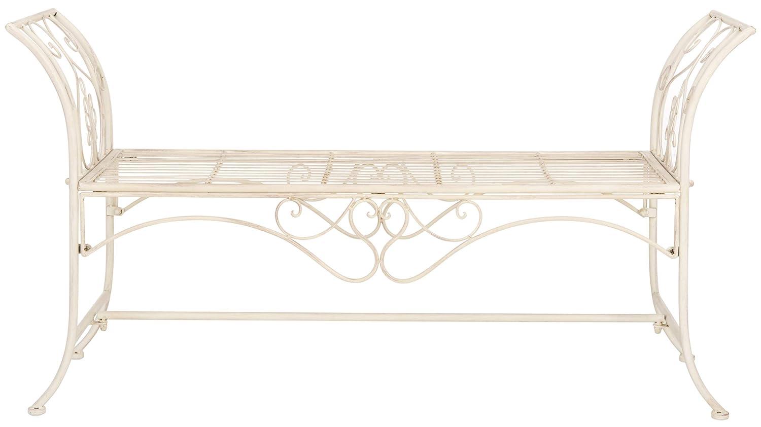 Adina Bench - Outdoor - PAT5016 - Distressed White - Safavieh