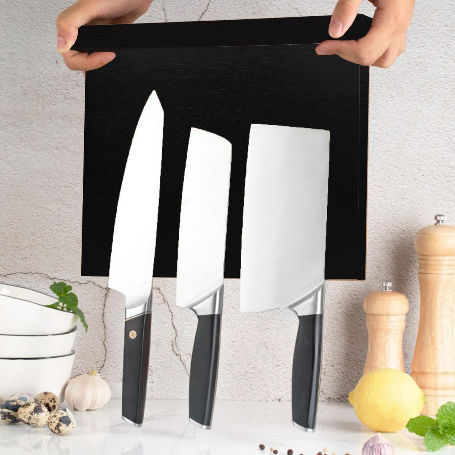 Black Acacia Double Sided Magnetic Knife Holder And Knife Block