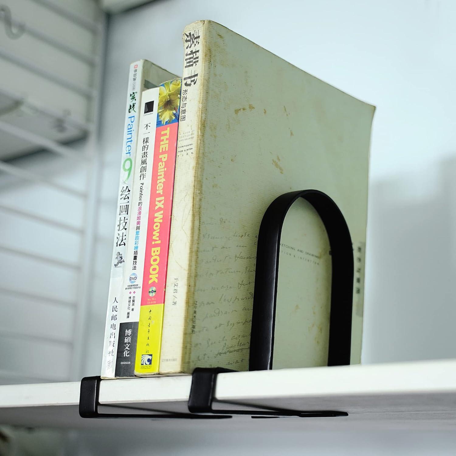 Clamped Bookends for Shelves: Heavy-Duty Book Ends Book Shelf Holders - Non-Skid Bookends Stoppers Supports for Office Study Room