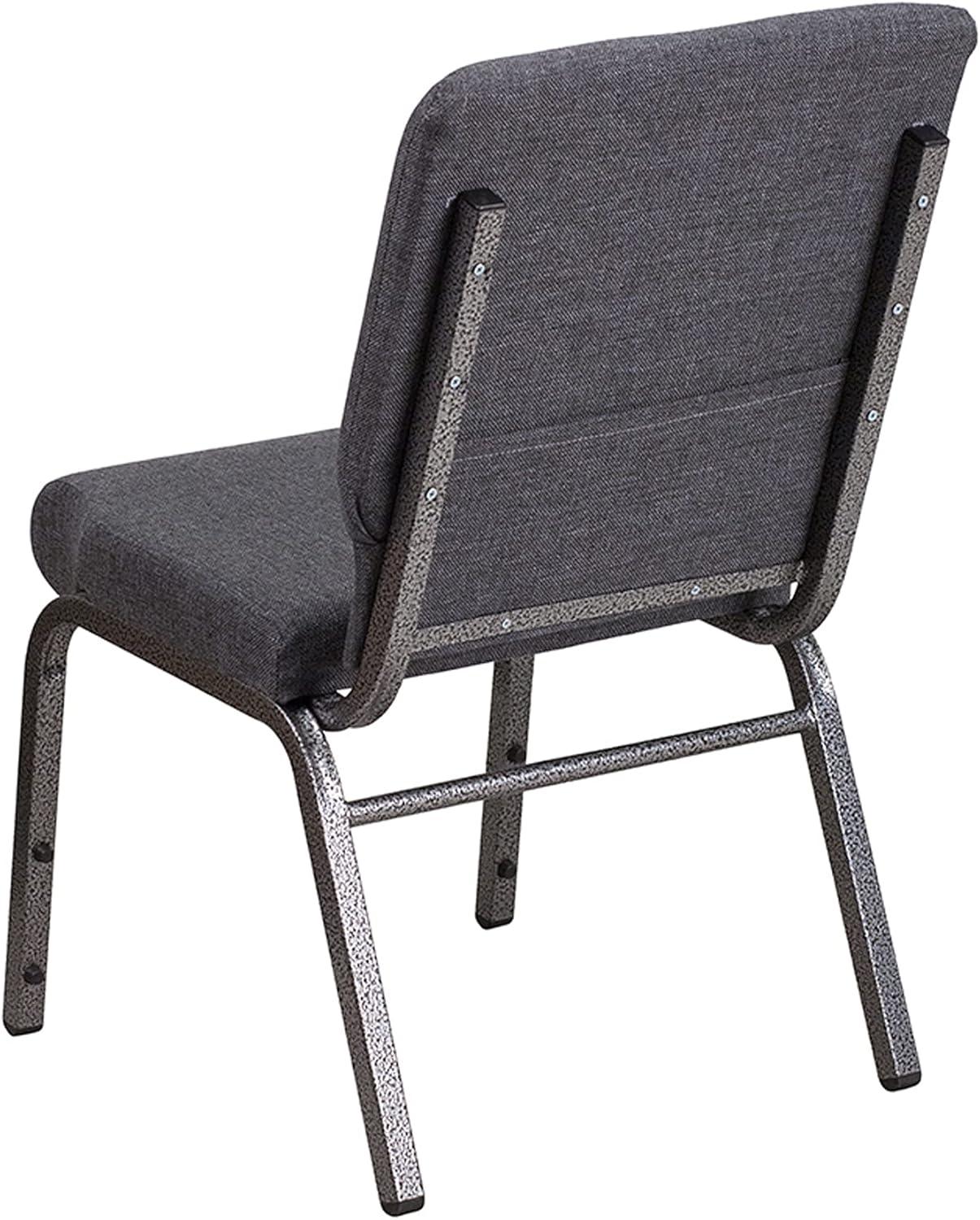 Flash Furniture HERCULES Series 18.5''W Stacking Church Chair in Dark Gray Fabric - Silver Vein Frame