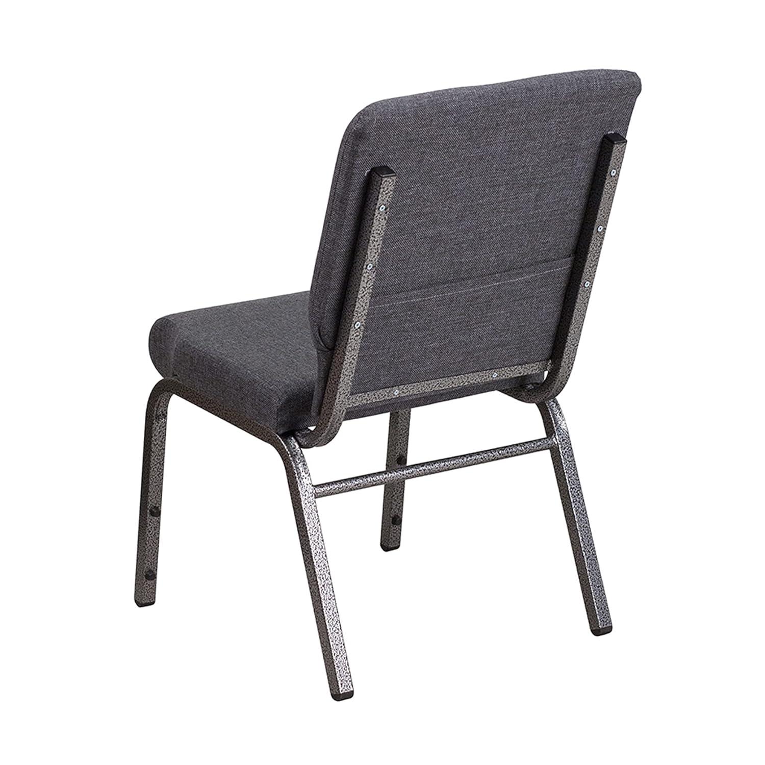 Flash Furniture HERCULES Series 18.5''W Stacking Church Chair in Dark Gray Fabric - Silver Vein Frame