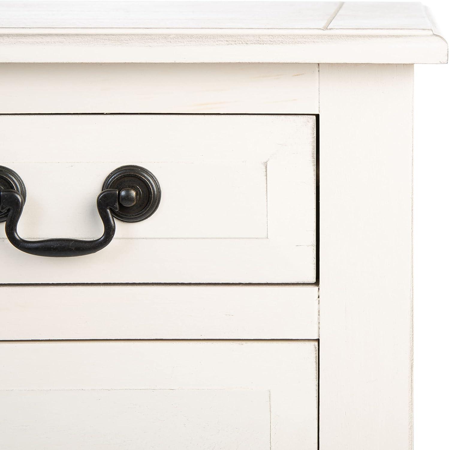 Primrose Distressed White Metal & Wood Console Table with Storage