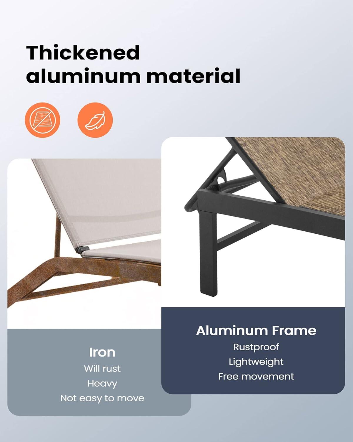 Pellebant  Outdoor Aluminum Patio Chaise Lounge Chair Adjustable - N/A Gray&Brown