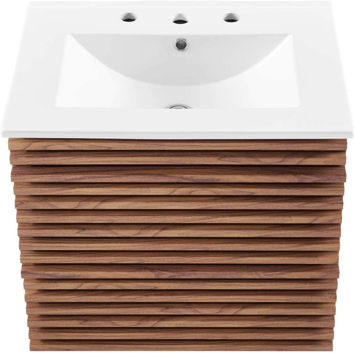 Render 24" Wall-Mount Bathroom Vanity Walnut White