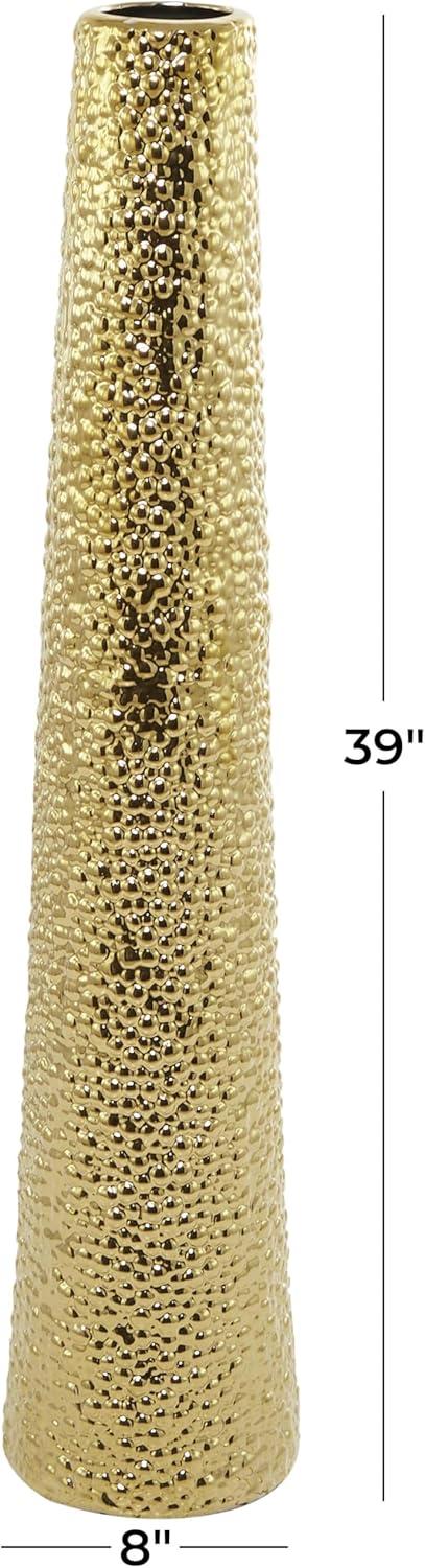 DecMode 25" Silver Ceramic Vase with Bubble Texture