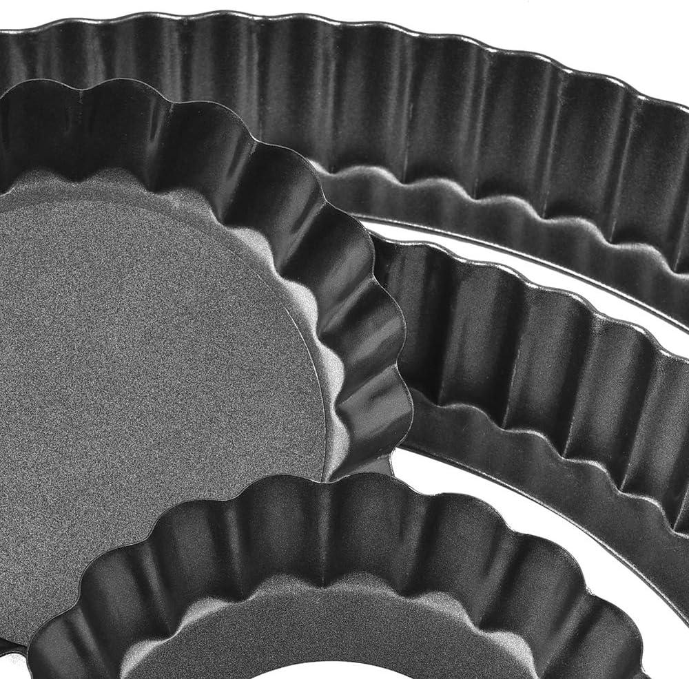 TORASO 9 Inch and 4 Inch Tart Pan with Removable Bottom, 2 PCS 9 Inch Quiche Pan and 4 PCS 4 Inch Pie Pan, Non-Stick Baking Pan (Set of 6)