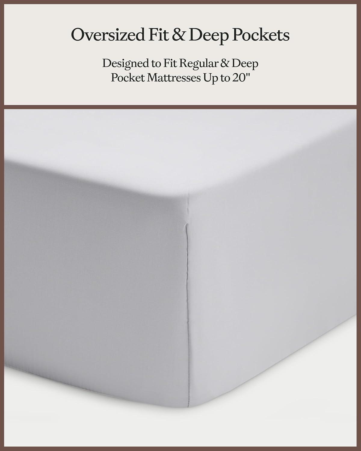 Light Grey Queen Bamboo Cotton Sheet Set