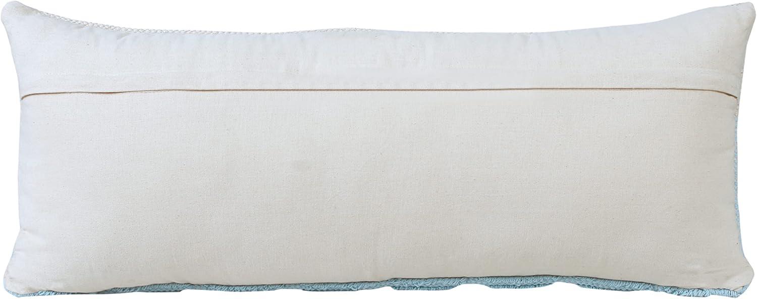 Ox Bay 14" x 36" Hand-Woven Blue/ White Geometric Organic Cotton Pillow Cover
