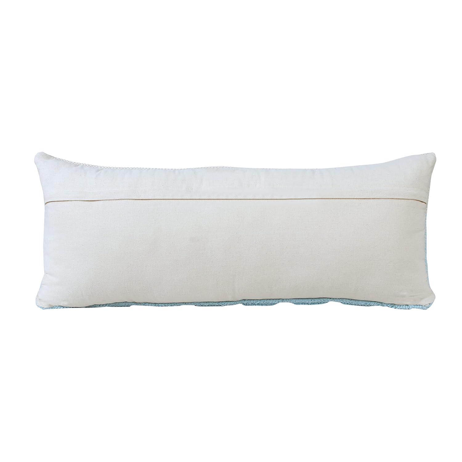 Ox Bay 14" x 36" Hand-Woven Blue/ White Geometric Organic Cotton Pillow Cover