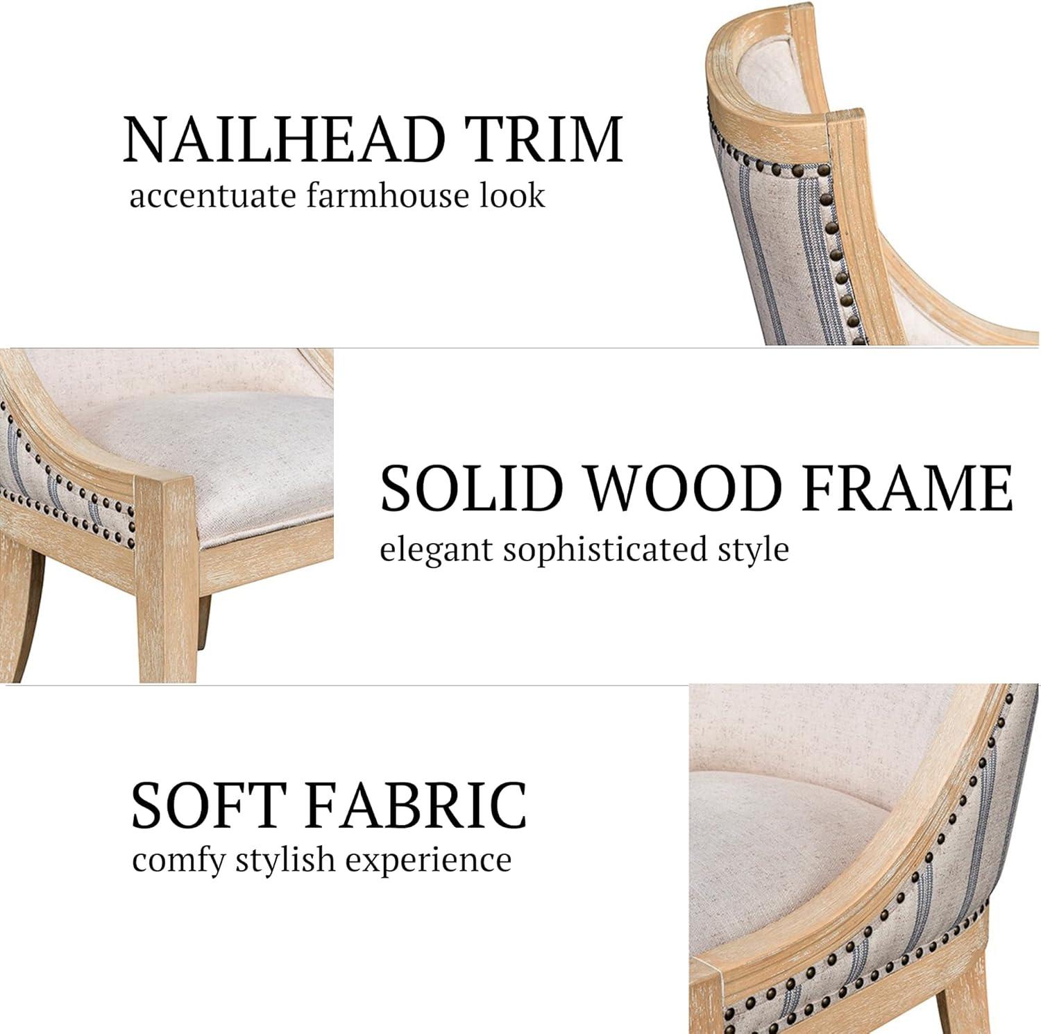 Martha Stewart Martha Stewart Elmcrest Farmhouse Dining Chair With Nailhead Trim & Sinuous Spring Support, Fully Assembled
