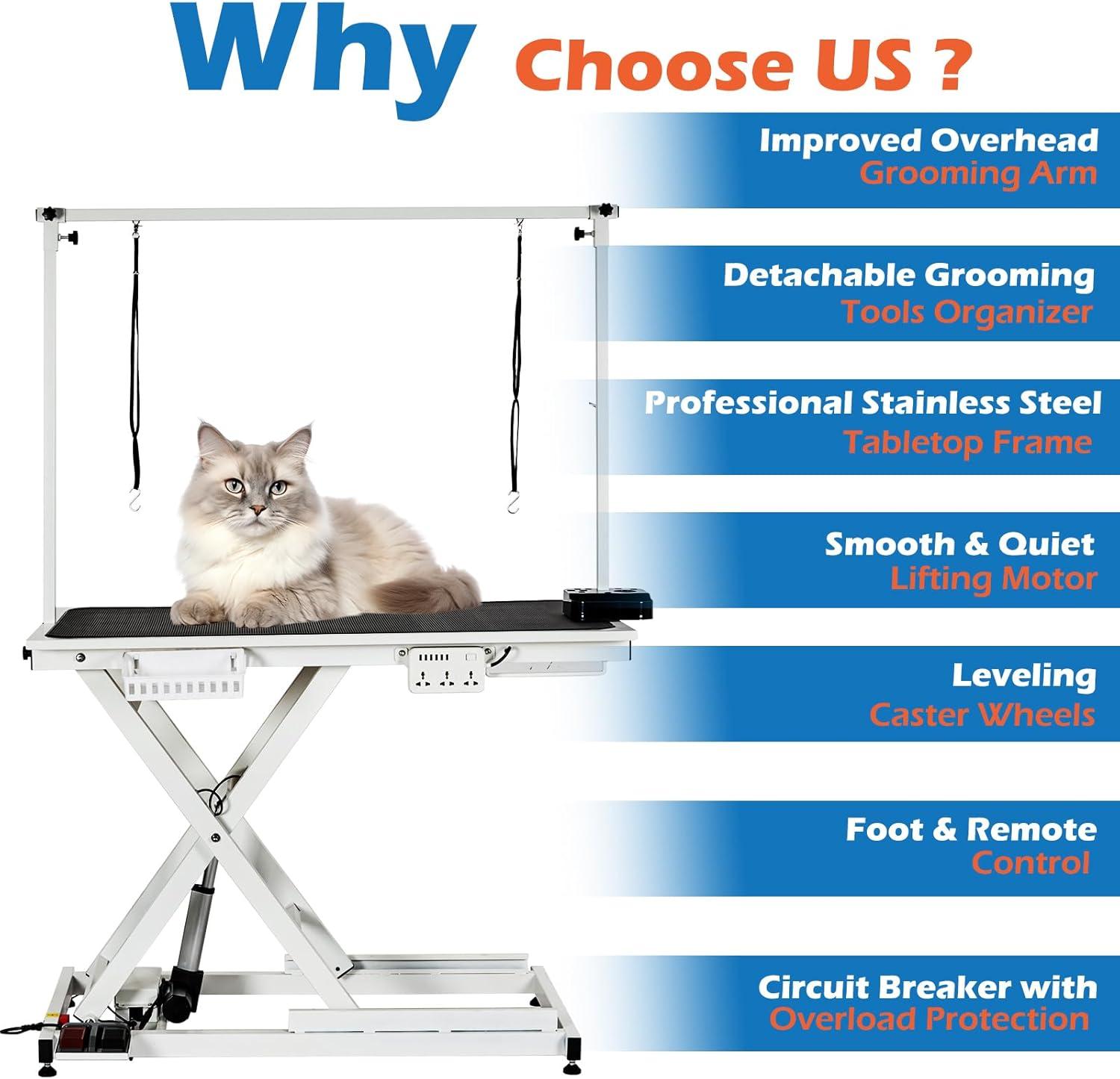 babevy 50'' Electric Dog Grooming Table, Heavy Duty, Height Adjustable Pet Grooming Table | Wayfair