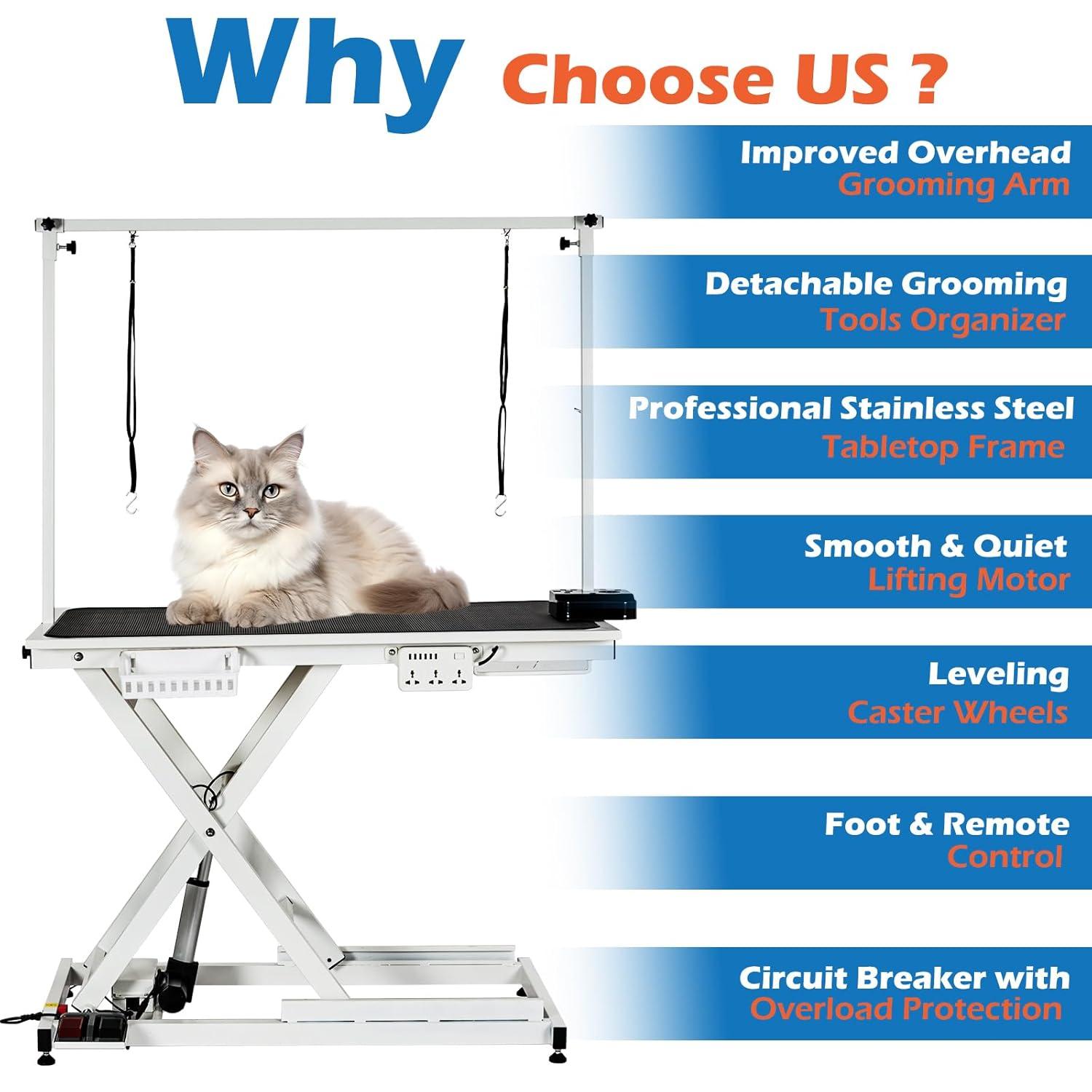 babevy 50'' Electric Dog Grooming Table, Heavy Duty, Height Adjustable Pet Grooming Table | Wayfair