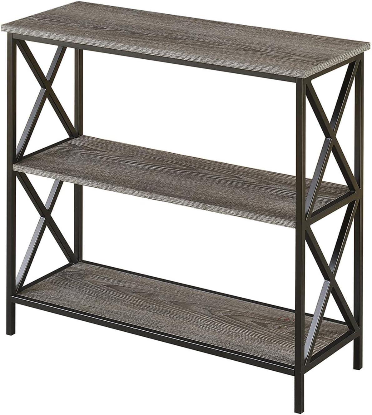 Tucson Weathered Gray Wood 3-Tier Open Shelf Bookcase