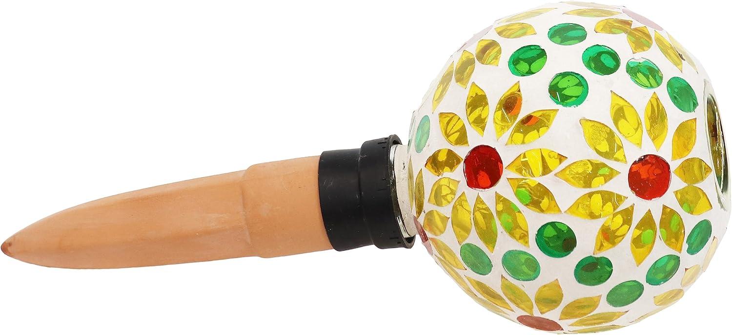 Sunnydaze Glass Mosaic Watering Globe for Plants and Flowers