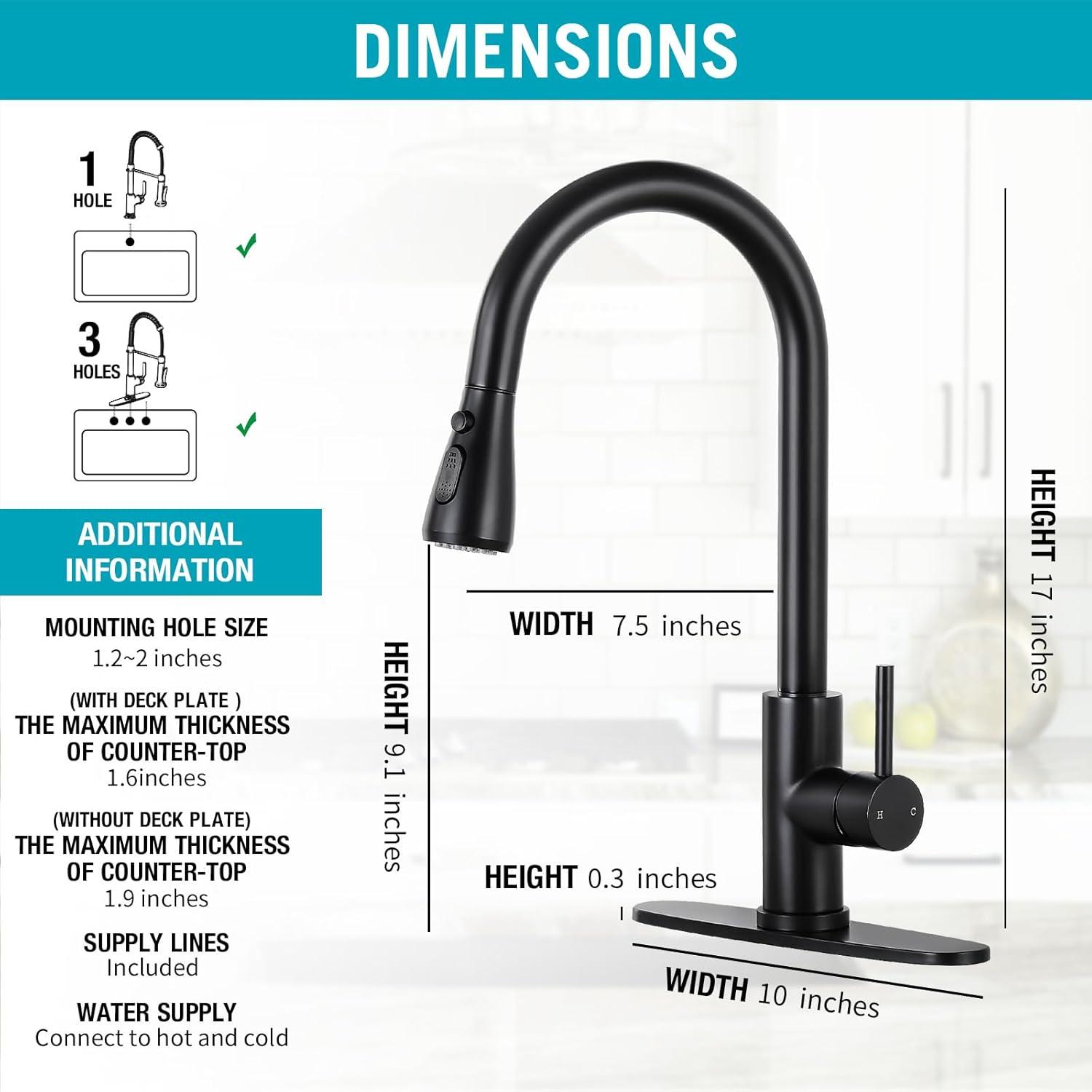 Babevy Pull Down Kitchen Faucet