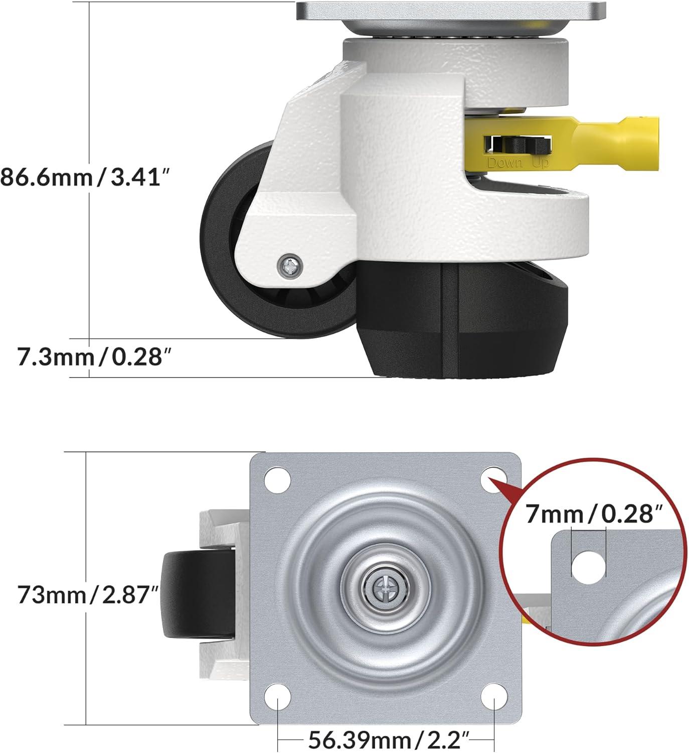 HOLKIE Leveling Caster Wheels set of 4,Heavy Duty Industrial Workbench Wheel with Adjustable Leveling Pads,Total Capacity 2200 Lbs