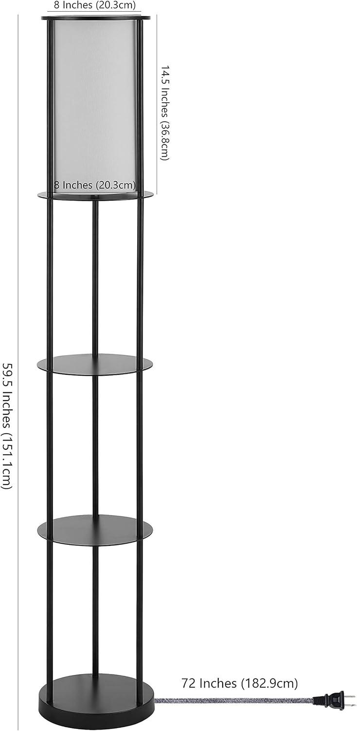 Hayes 59.5'' Black Iron Floor Lamp with Integrated Side Table