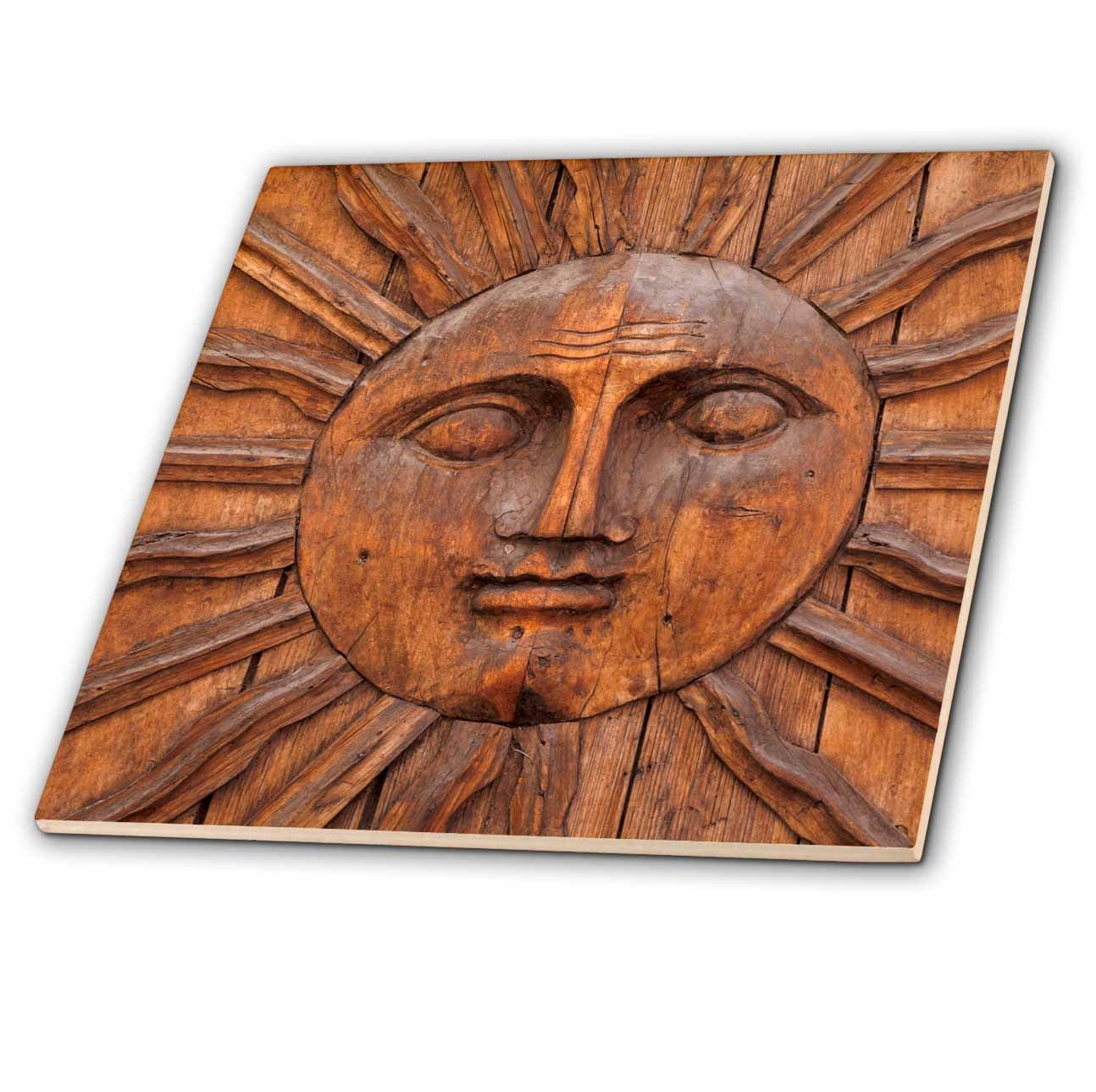 3dRose 12" x 12" Multicolor Sun Carving Ceramic Tile for Backsplash