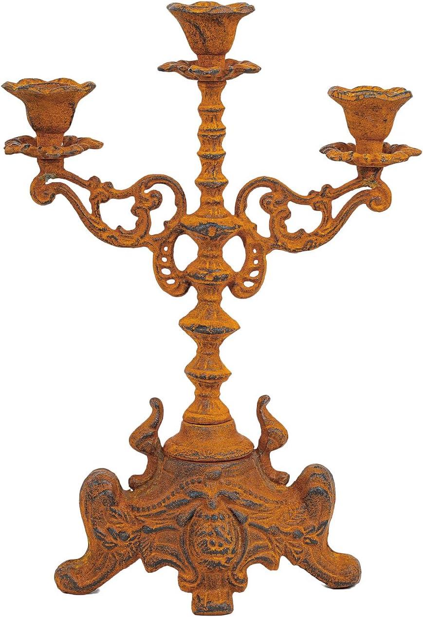 Rusty Cast Iron 3 Arm Vintage Holiday Candelabra