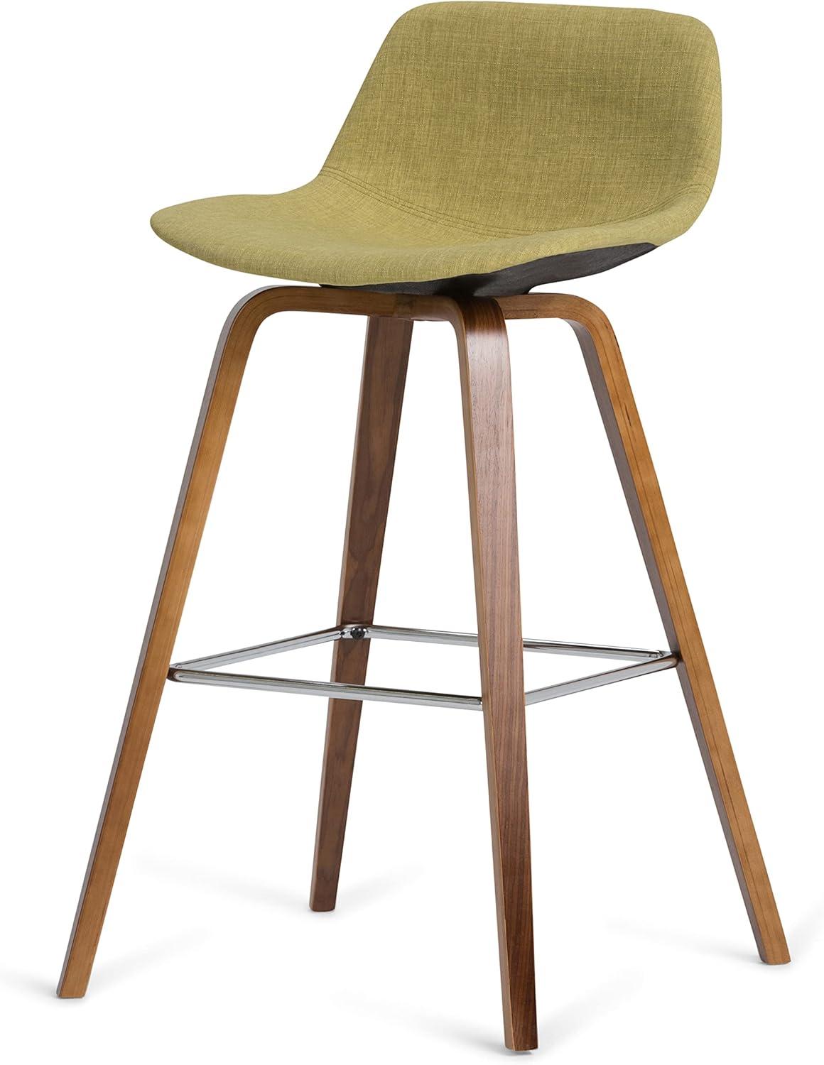 Mid-Century Modern Bentwood Counter Stool in Acid Green Linen Look