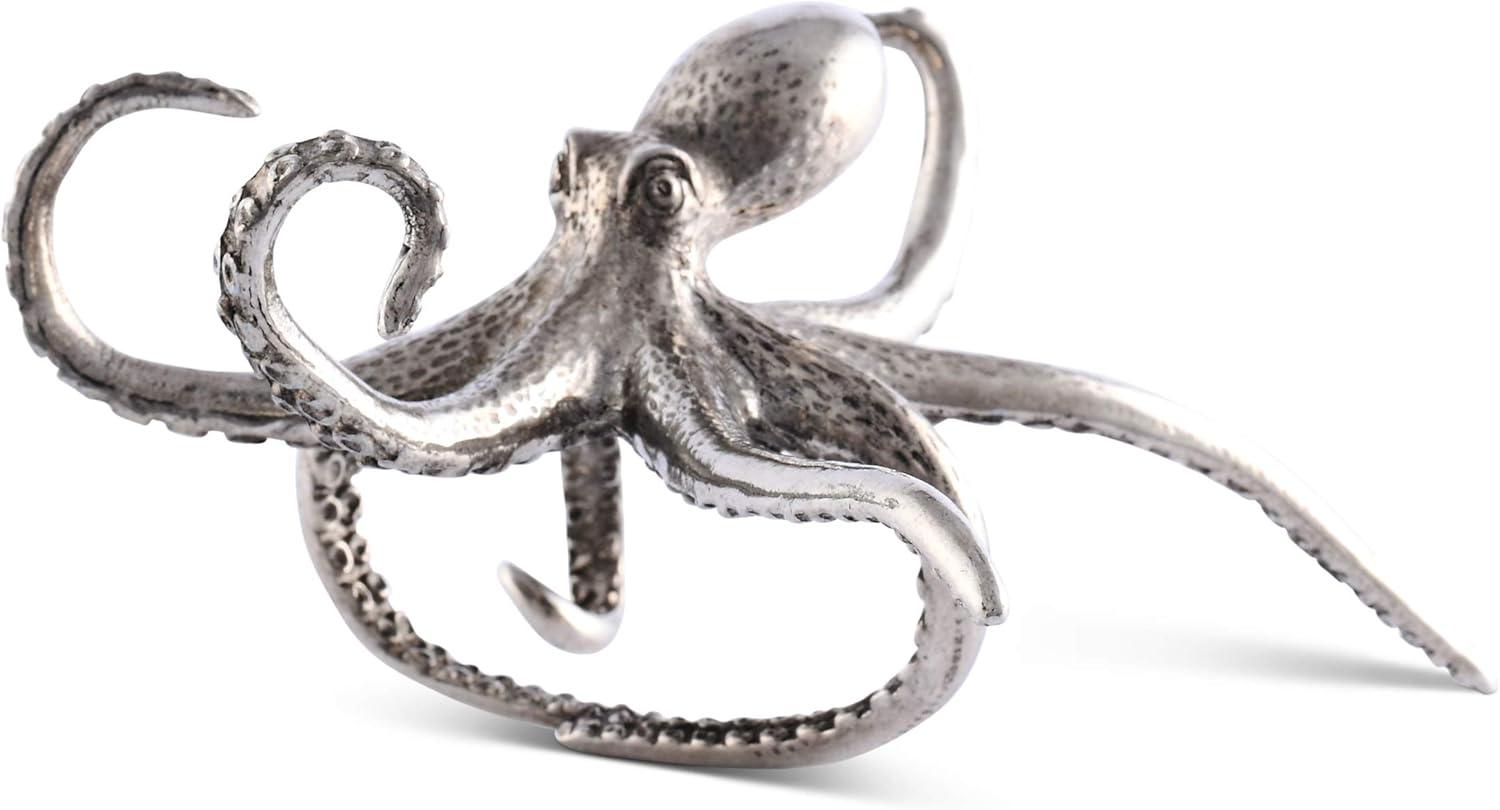 Pewter Octopus Coastal Napkin Ring with Intricate Details
