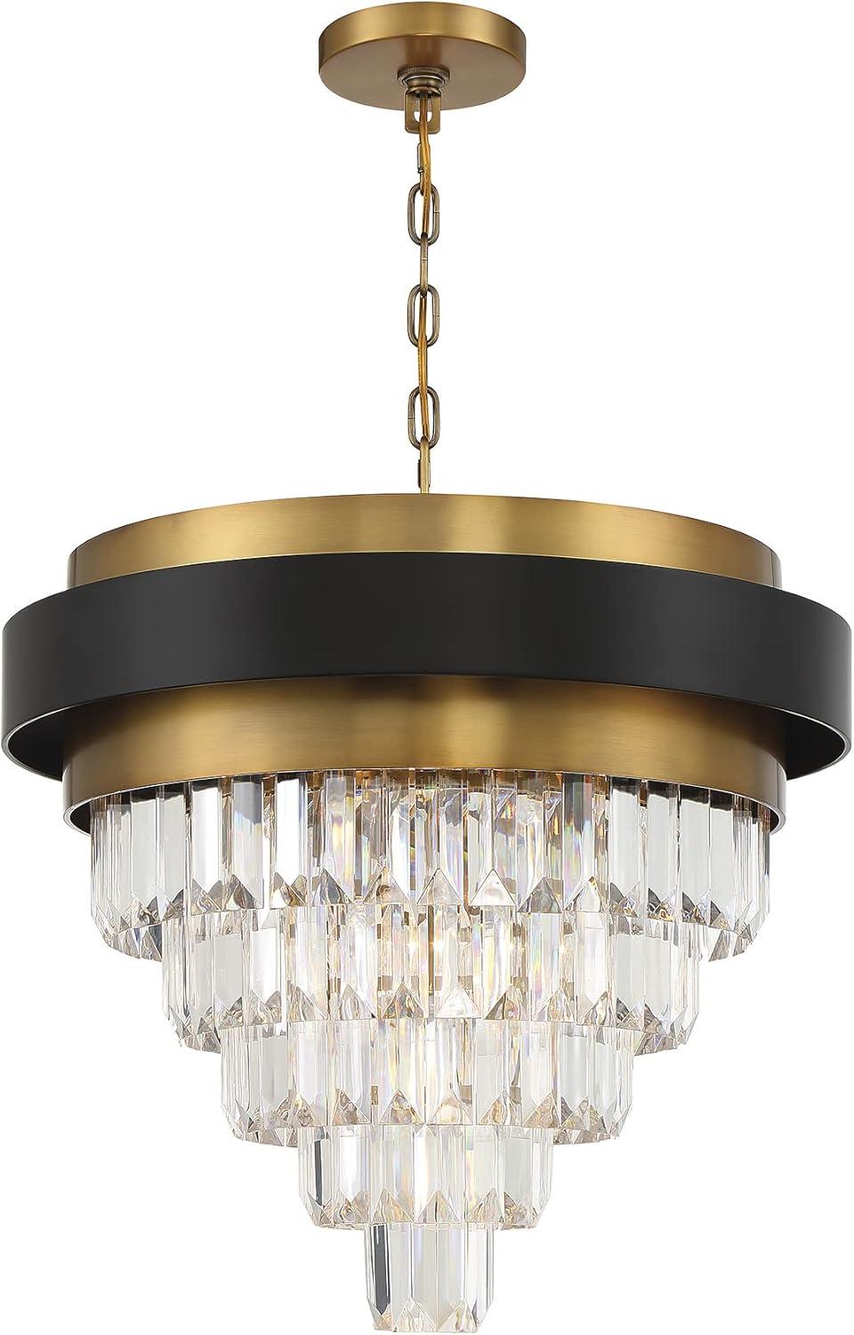 Marquise 4-Light Chandelier in Matte Black with Warm Brass Accents