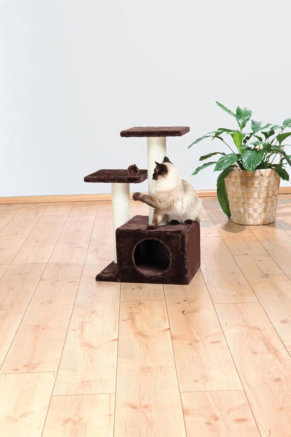 TRIXIE TRIXIE Valencia 28" Cat Tree, 3-Level Cat Tower, Sisal Scratching Posts, Plush Condo and Platforms, Dangling Cat Toy